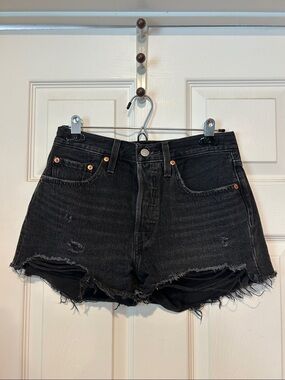 Levi's Black Denim High-Rise Jean Shorts
